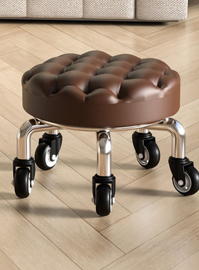 家用滑轮矮凳椅子万向轮小凳子儿童学步矮凳美甲美缝凳小板凳凳子