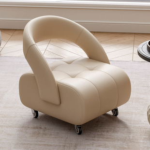 靠背椅子意大利万向轮客厅家用小凳子高级感滑轮静音小板凳沙发凳