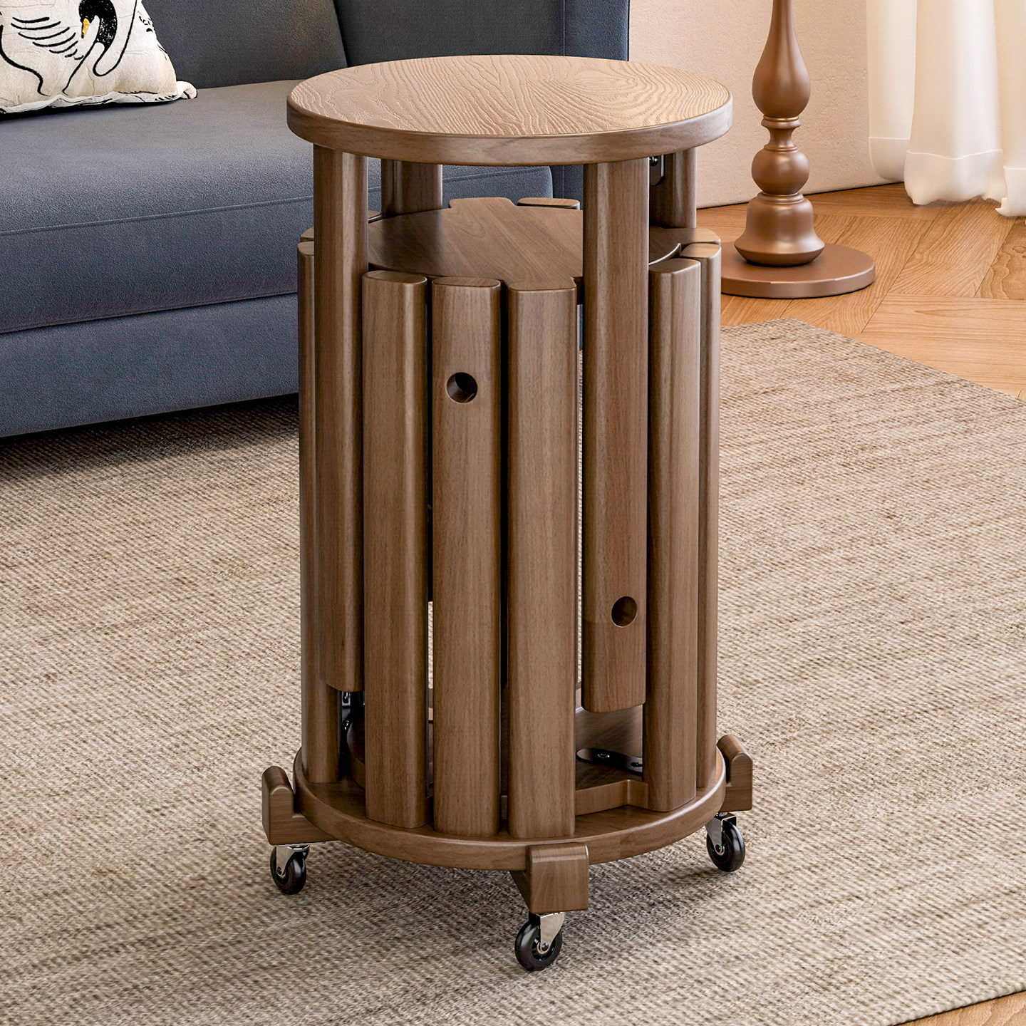 现代吃饭凳子餐桌凳原木新中式叠叠乐实木圆凳子茶几家用可叠放凳,住宅家具,矮凳,淘宝优惠券,粉丝福利购,淘宝优惠卷