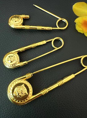 金属厚重黄金色电镀胸针别针