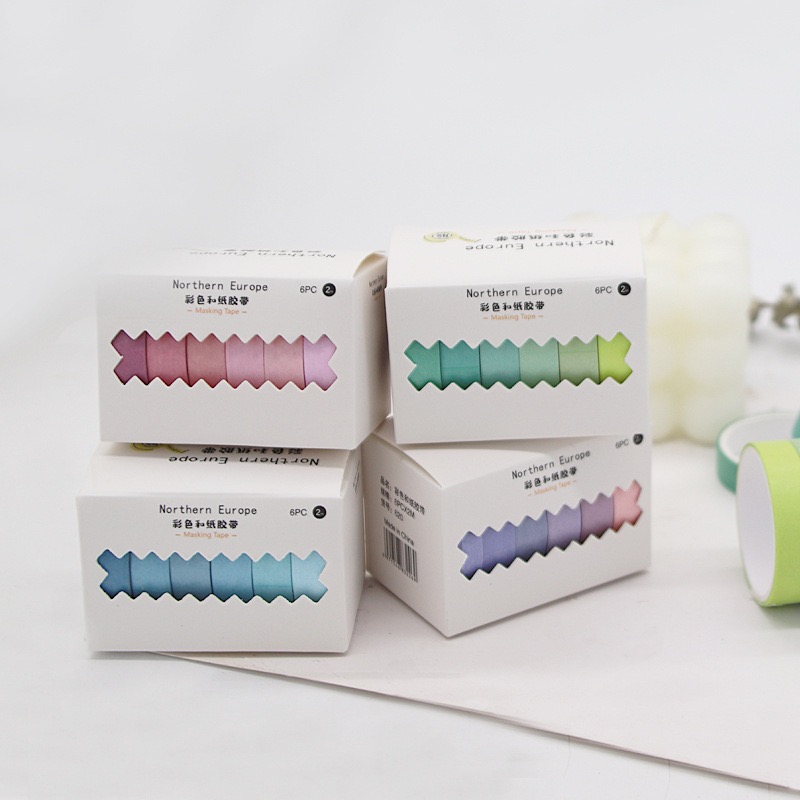 马卡龙和纸胶带基础纯色胶带DIY装饰贴画盒装彩虹和纸胶带12色手帐胶带素材拼贴打底可手撕包装礼物