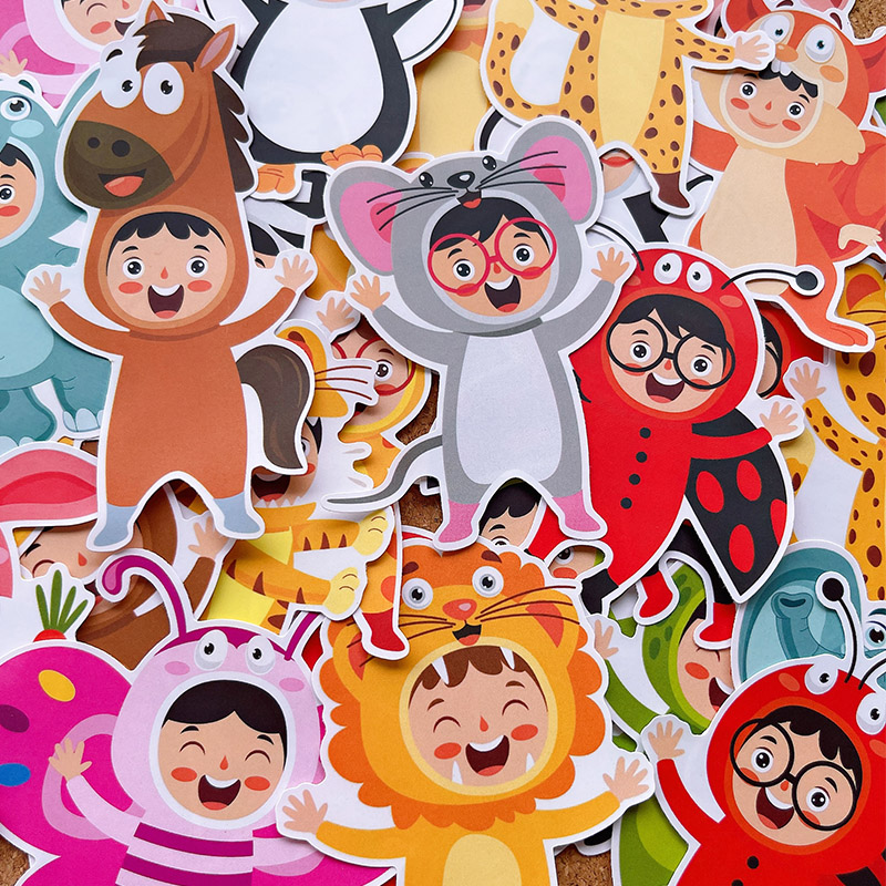 可爱卡通动物大头贴幼儿园班级板报环创身体造型成长相册装饰自粘