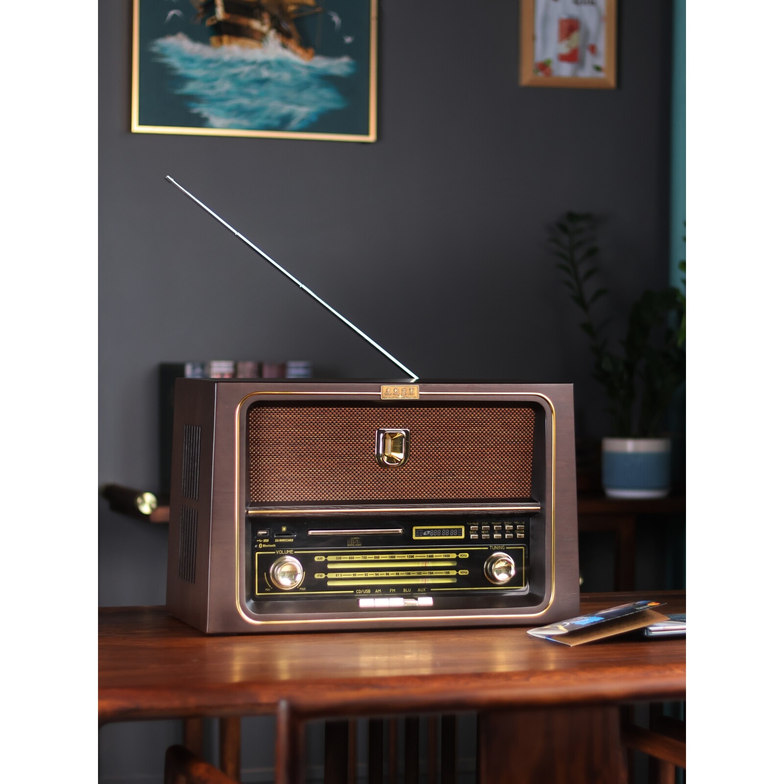 复古CD播放机电子管猫眼碟机收音机蓝牙音箱高保真hifi发烧音响