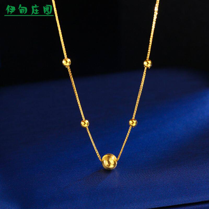 纯金项链18k金锁骨链 猫眼珠满天星肖邦金链玫瑰金黄金足金素金链