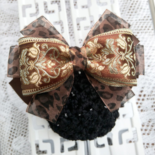 高端气质蝴蝶结发夹护士发网职业头花银行电信酒店上班盘发网兜花