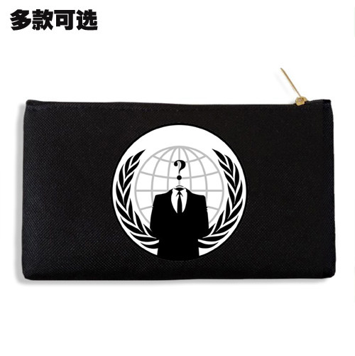 anonymous匿名者黑客组织标志图标帆布笔袋零钱手拿手机包收纳袋