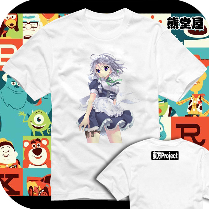 东方女仆十六夜咲夜pad长直筒宽松圆领全纯棉半短袖t恤衫上衣服