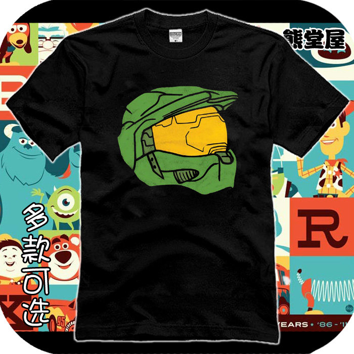 halo光晕光环234odst士官长直筒宽松圆领全纯棉半短袖t恤衫上衣服