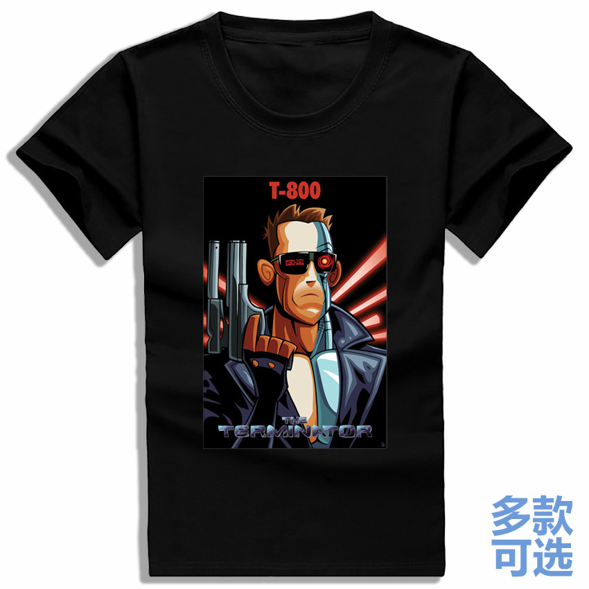 终结者卡梅隆t800阿诺施瓦辛格直筒全纯棉短袖t恤衫半袖上衣服