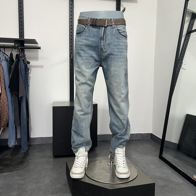 JJ秋冬牛仔裤男宽松直筒牛仔蓝松垮舒适阔腿老爹高街长裤