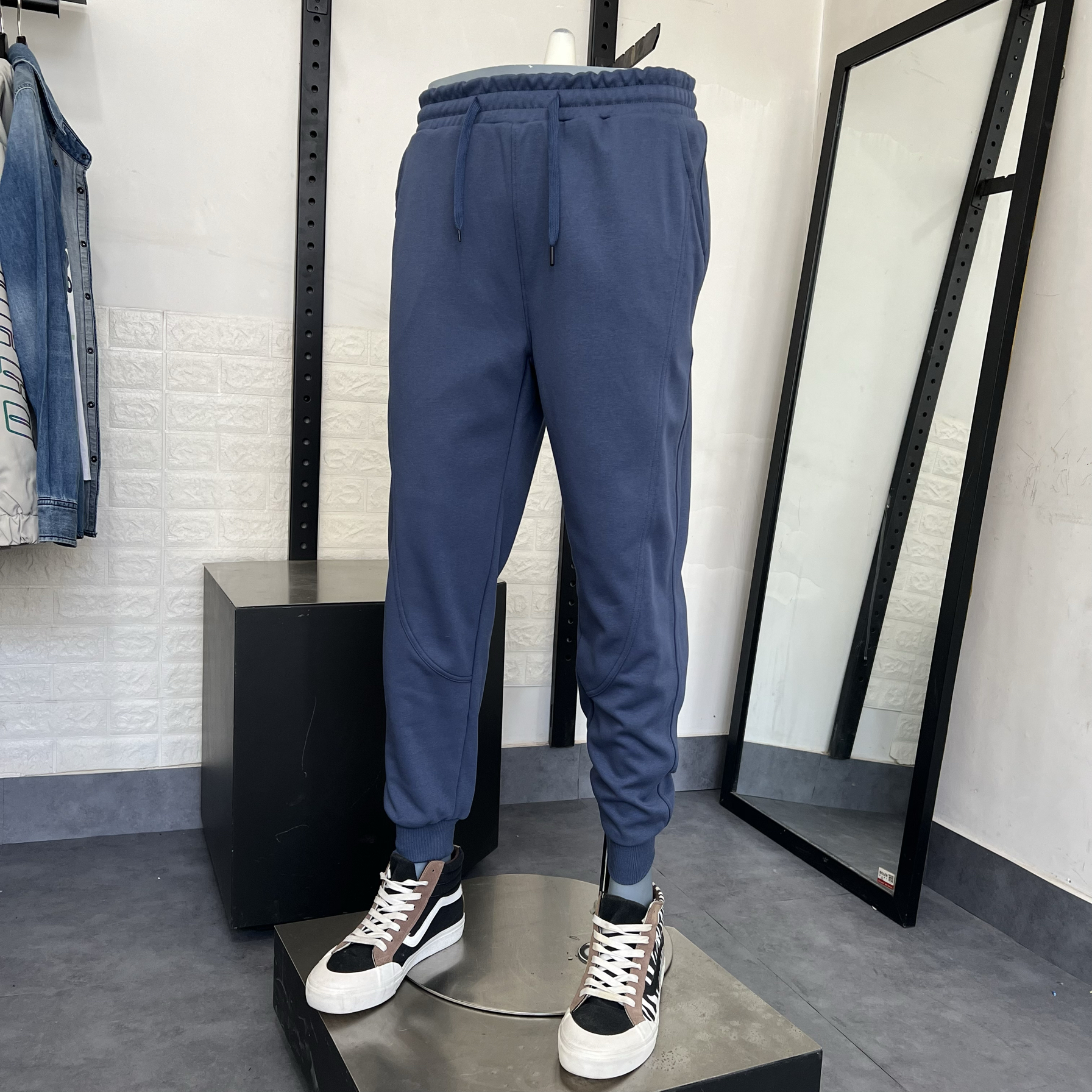 jj男士秋冬不起球高端纯棉休闲拼接弹力舒适运动小脚长裤卫裤