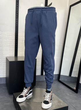 jj男士秋冬不起球高端纯棉休闲拼接弹力舒适运动小脚长裤卫裤
