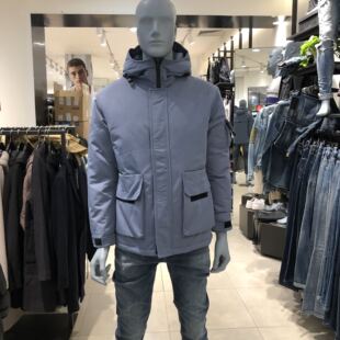 jj剪标男士冬季厚大口袋滑雪服工装白鸭绒夹克羽绒服
