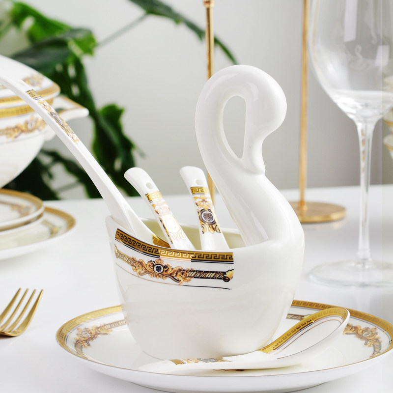 勺子笼骨瓷实用创意天鹅器型