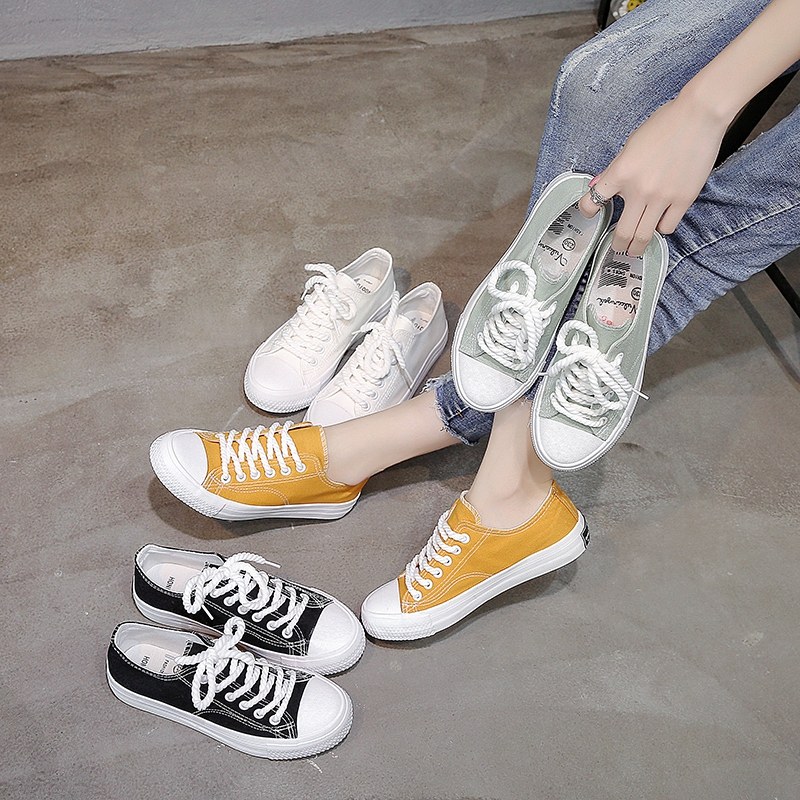 2019新款ins帆布鞋女学生韩版ulzzang原宿板鞋港风百搭网红小白鞋在类目 女鞋, 帆布鞋中 - 来自Buy2taobao.com提供专业的淘宝代购服务