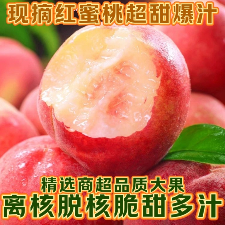 新鲜大果金秋红蜜桃子秋桃脆甜自家果园现摘寒露水蜜桃无公害5斤