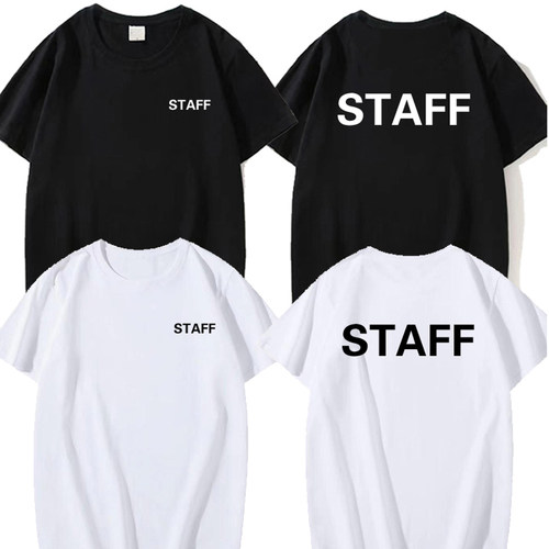 定制工作人员STAFF文字英文印花T恤会场工作人员团队服潮短袖衣服