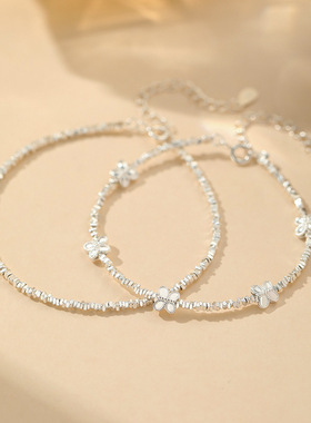 S999足银轻奢碎银手链气质设计百搭精致小清新小众情侣手链代发