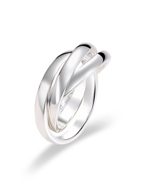 S999足银素圈圈戒指简约百搭气质三环圈指环食指戒潮银饰男女