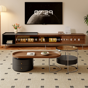 政府补贴佐尔适意式极简茶几边几电视柜组合小户型轻奢茶几电视柜