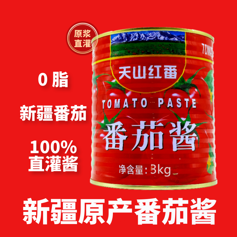 天山红番番茄酱罐头3kg装 西红柿酱无添加剂火锅底料低脂商用家用