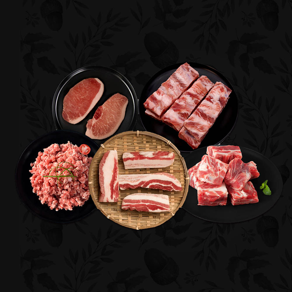 伊比利亚黑猪2kg礼包 肋排五花肉馅猪扒汤骨 生鲜送礼家庭食材