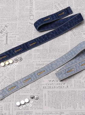 搭配牛仔背带裤的背带带子替换肩带牛仔布吊带深蓝浅蓝纽扣式挂脖