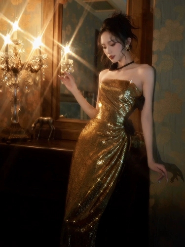 Элитный топ без лямок, вечернее платье, юбка, французский стиль, коллекция 2023, крой «рыбий хвост»