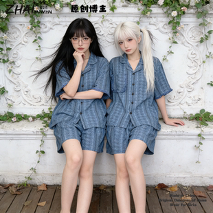 家居服高级感套装 复古睡衣女士2026新款 阔腿短裤 穿搭绝美短袖 夏季