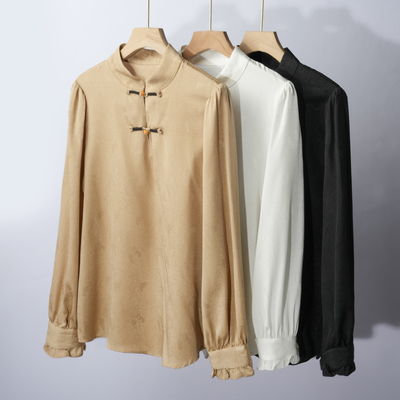 桑蚕丝衬衫盘扣春夏新中式国风