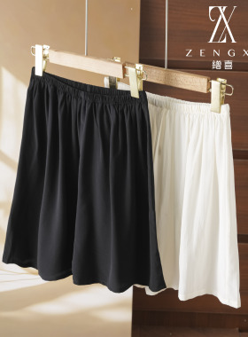 100真丝薄款防走光安全裤女打底裤衬裤桑蚕丝三分裤黑白色2026夏