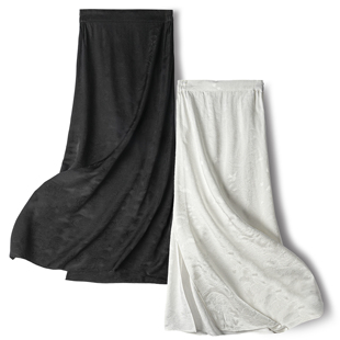 30姆米重缎祥云提花一步裙百搭开叉桑蚕丝国风真丝直筒半身裙女秋