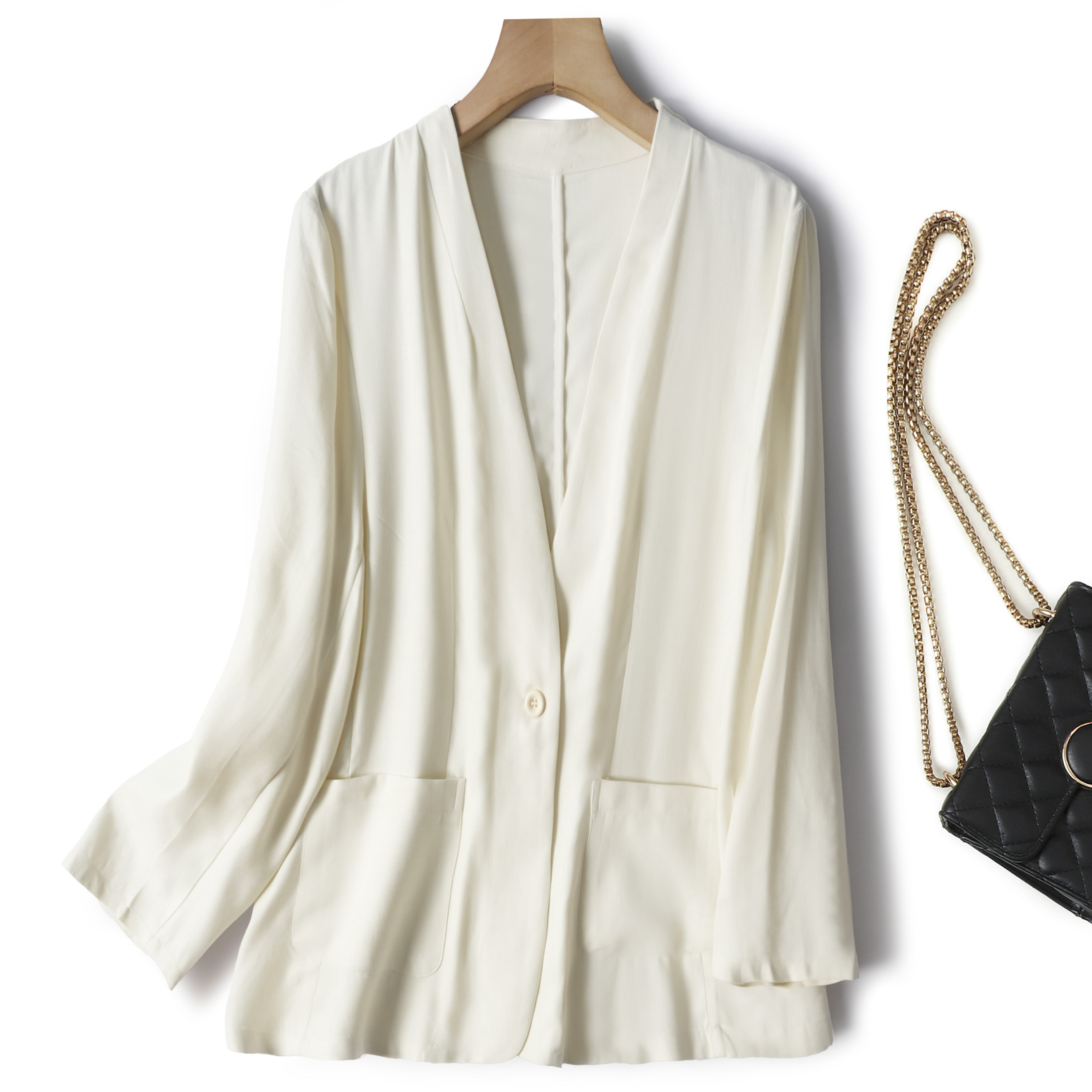 限定人字纹理！100%桑蚕丝绢丝西装外套女秋季一粒扣垂感西服上衣,女装/女士精品,西装,淘宝优惠券,粉丝福利购,淘宝优惠卷