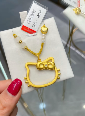 足银999纯银hellokitty蝴蝶结镂空KT猫项链吊坠送女友老婆礼物