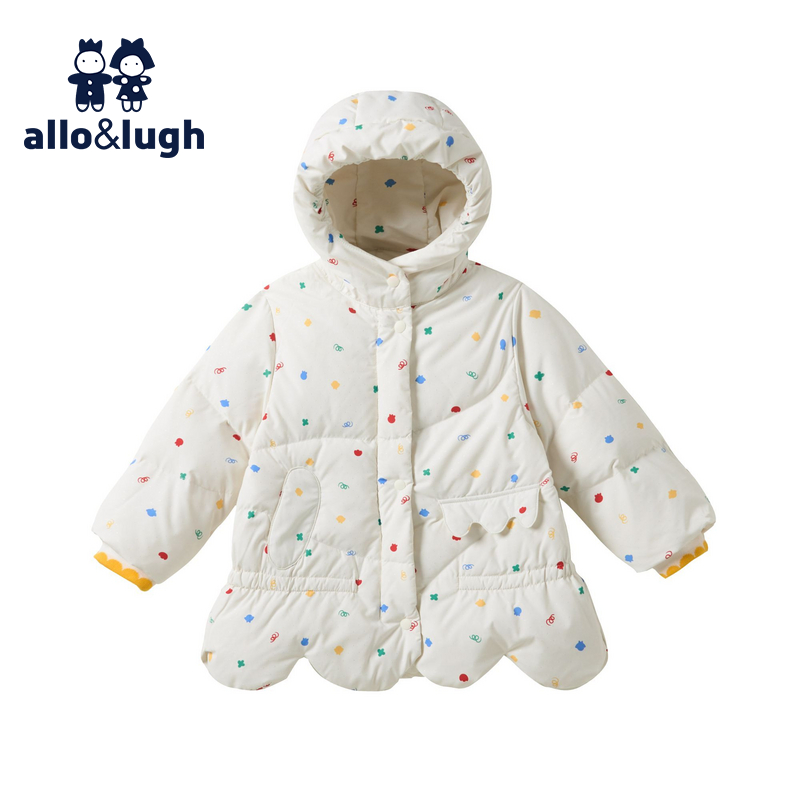阿路和如童装女童冬季2024新款女宝轻暖泡芙中长款轻暖羽绒服外套