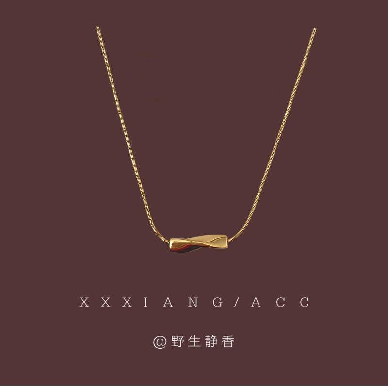 「伦敦假日」轻奢气质百搭几何项链小众设计感锁骨链18k金颈链 - 水星记Moonquakes出品