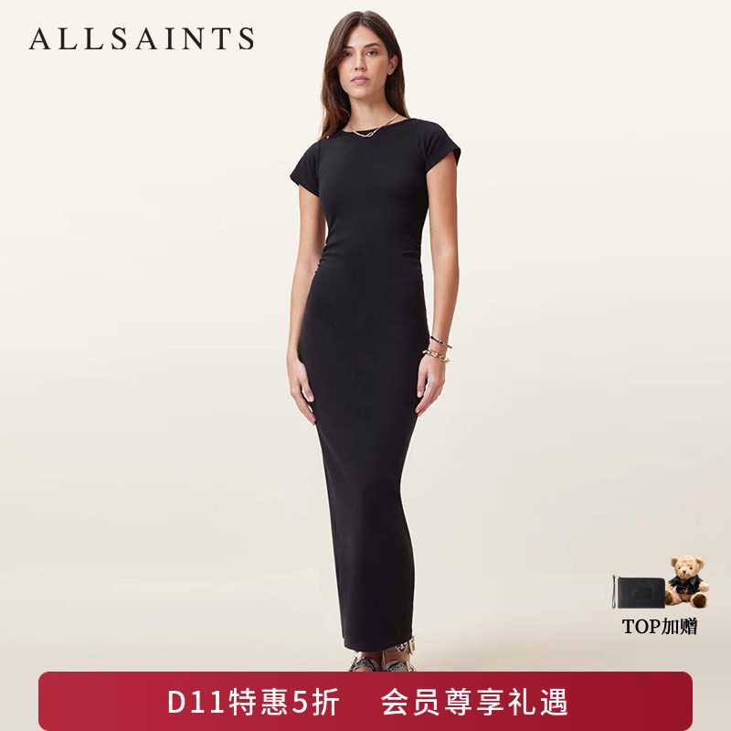 ALLSAINTS女士修身连衣裙后摆开叉复古优雅2026年秋季女装W359DC