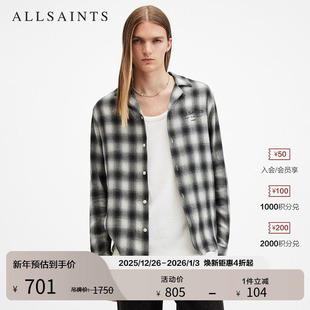男装 休闲宽松衬衣秋季 M162SB 纯棉格纹衬衫 ALLSAINTS男士