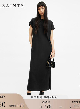 ALLSAINTS女士短袖T恤连衣裙宽松长款裙子官方夏季女装W294DA