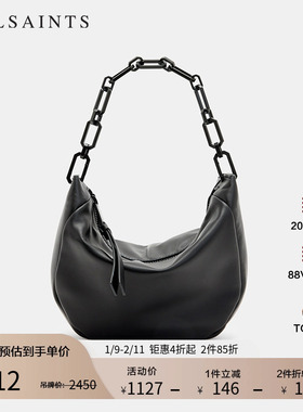 ALLSAINTS女士羊皮革手拎包时尚链条包袋秋季女包W214XB