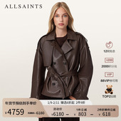 ALLSAINTS女士系带皮衣风衣Reed皮夹克外套2025冬新款 W035LD
