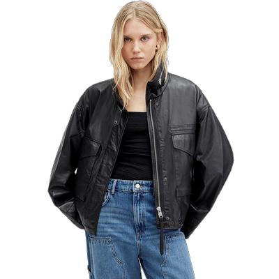 ALLSAINTS女士黑色皮衣皮衣