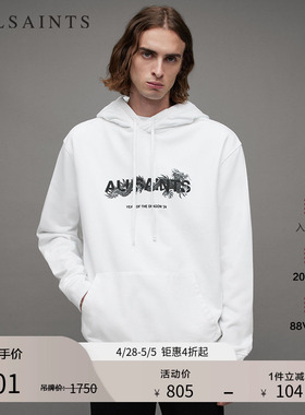 ALLSAINTS男士印花连帽卫衣时尚宽松款外套秋季男装MG130Z