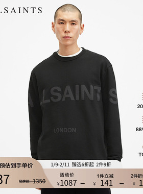 ALLSAINTS男士水墨字母卫衣官方套头衫2025年秋季M029NA