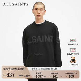 ALLSAINTS男士水墨字母卫衣官方套头衫2025年秋季M029NA