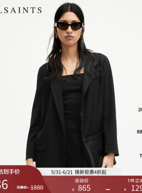 ALLSAINTS女士长款西装外套黑色气质上衣职场百搭春季WT109V