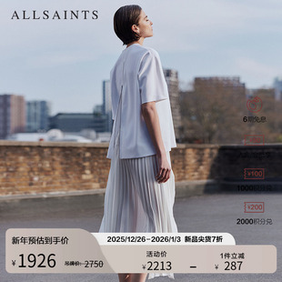 ALLSAINTS女士优雅连衣裙T恤吊带百褶裙两件套裙装 W326DB 25秋新款