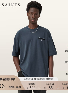 ALLSAINTS男士字母印花T恤宽松五分袖套头衫2025秋新款M002PC