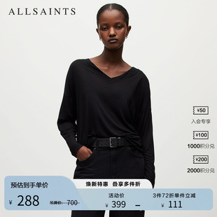 白色内搭上衣WM006Y ALLSAINTS女士V领长袖 T恤夏季 经典 款