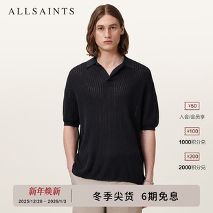 ALLSAINTS男士 T恤纯色2025秋季 针织Polo衫 短袖 M031KC 时尚 明星同款